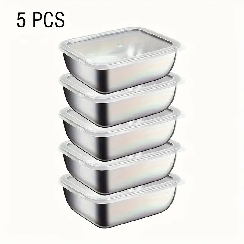 Meal Prep Dinners - 5-Piece Stainless Steel Food Storage Containers,