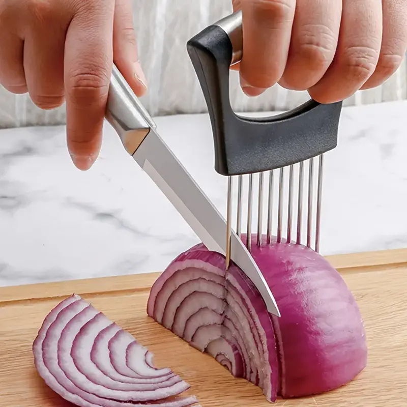 Onion Holder Slicer - Stainless Steel Onion Needle Slicer Onion