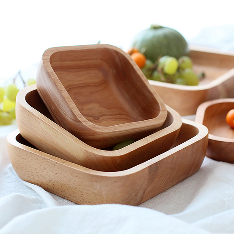 1Pc Square Wood Bowl 4 Size Fr - огляд і ціна Meal Prep Bowl