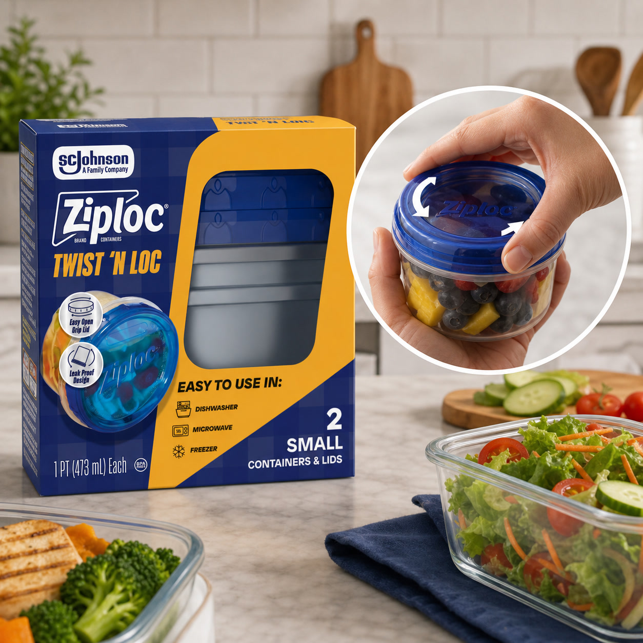 2ct Small Twist Lock Food Stor - огляд і ціна Meal Prep Bowl
