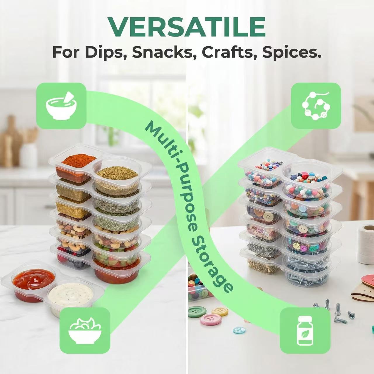 Dual Compartment Sauce Contain - огляд і ціна Sauce Dipping Cup