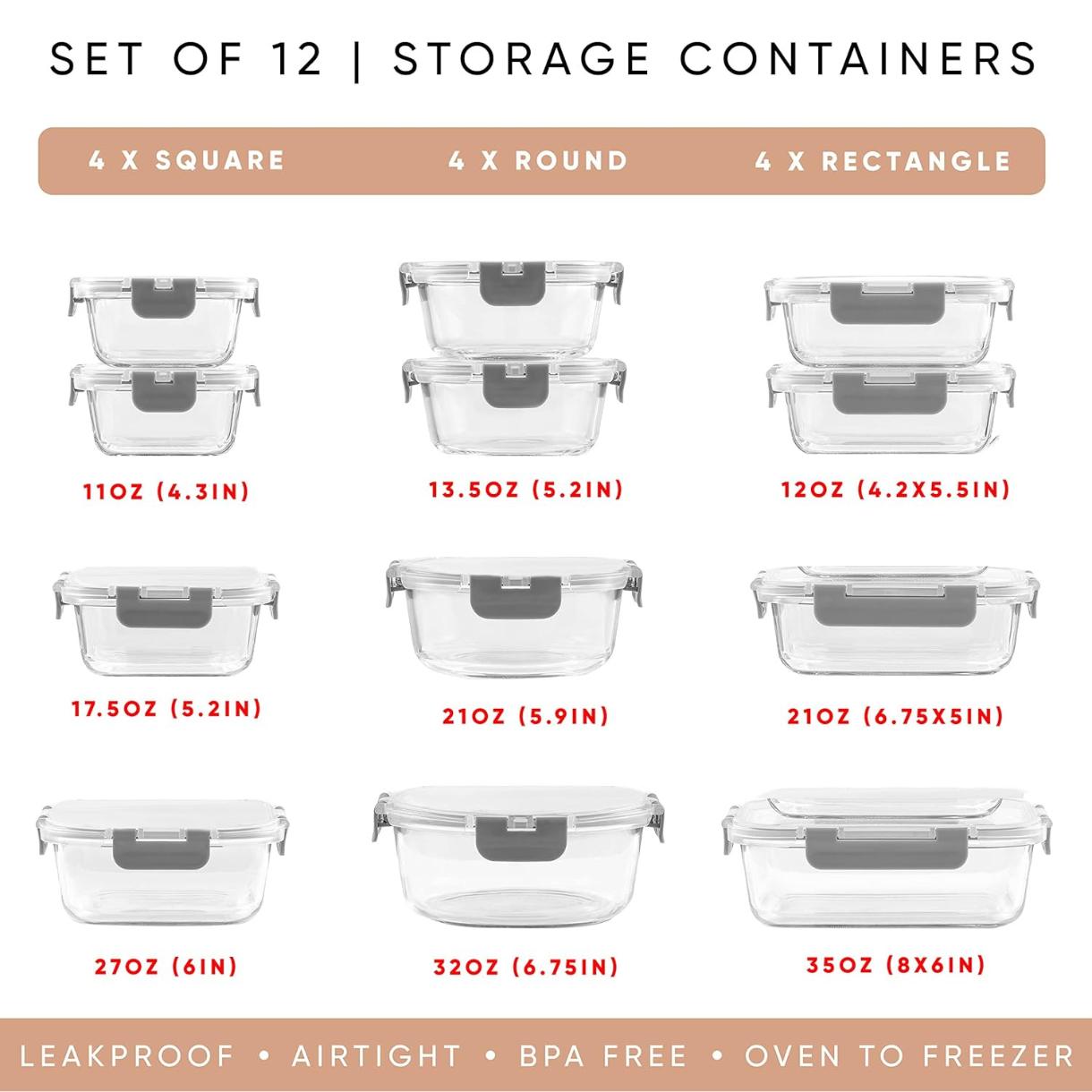 24pc Borosilicate Glass Storag - огляд і ціна Meal Prep Kit