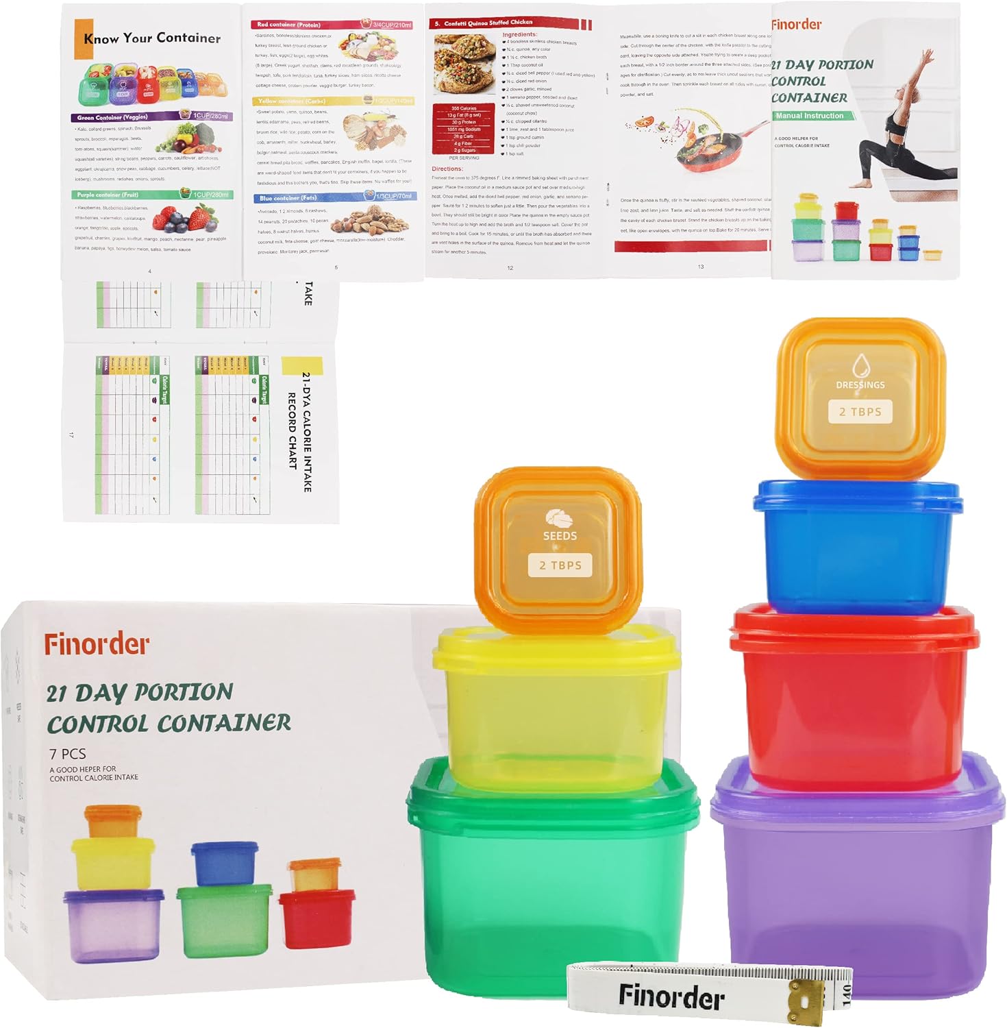 7pcs 21 Day Portion Control Co - огляд і ціна Meal Prep Kit