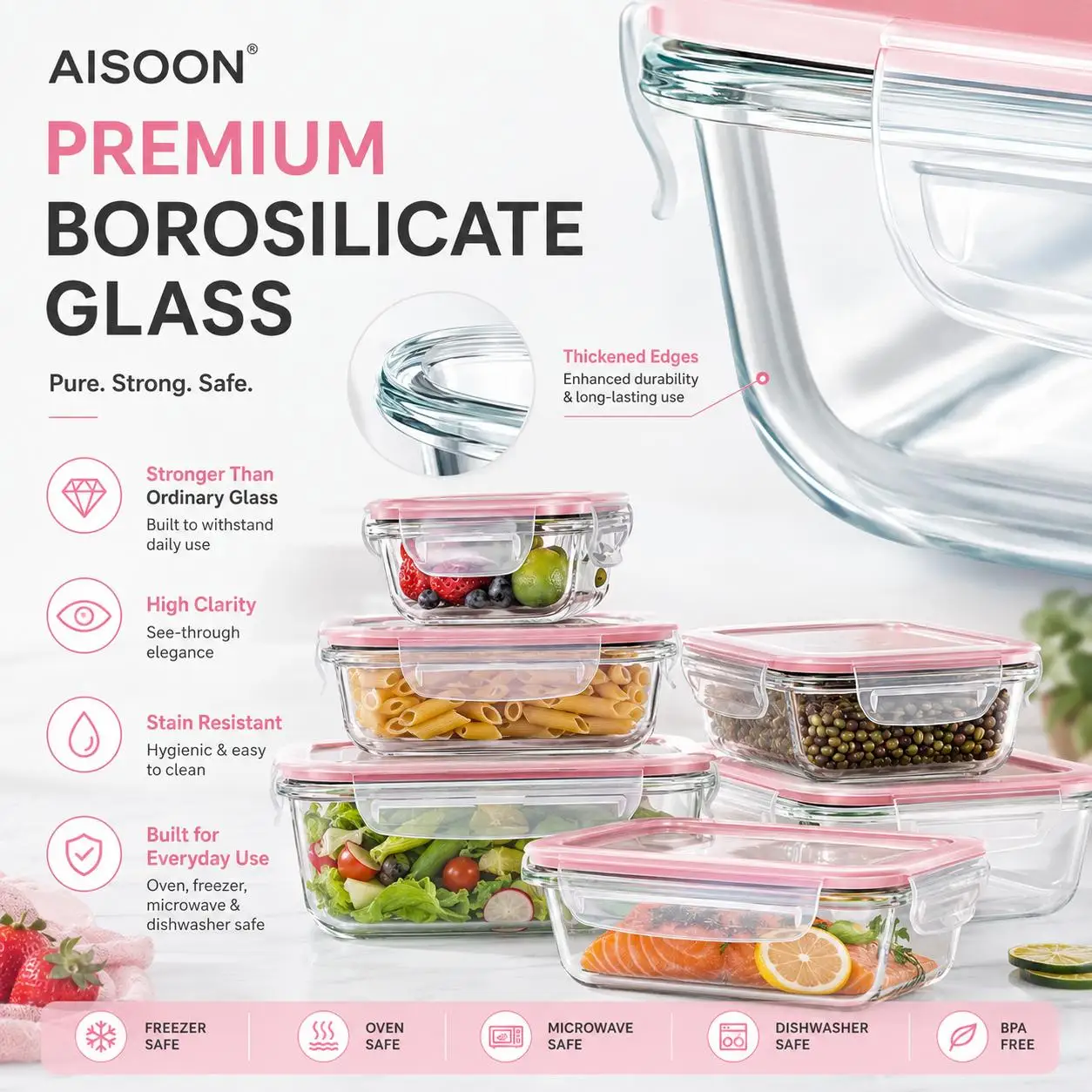 8/12Pcs Stackable Borosilicate - огляд і ціна Meal Prep Kit