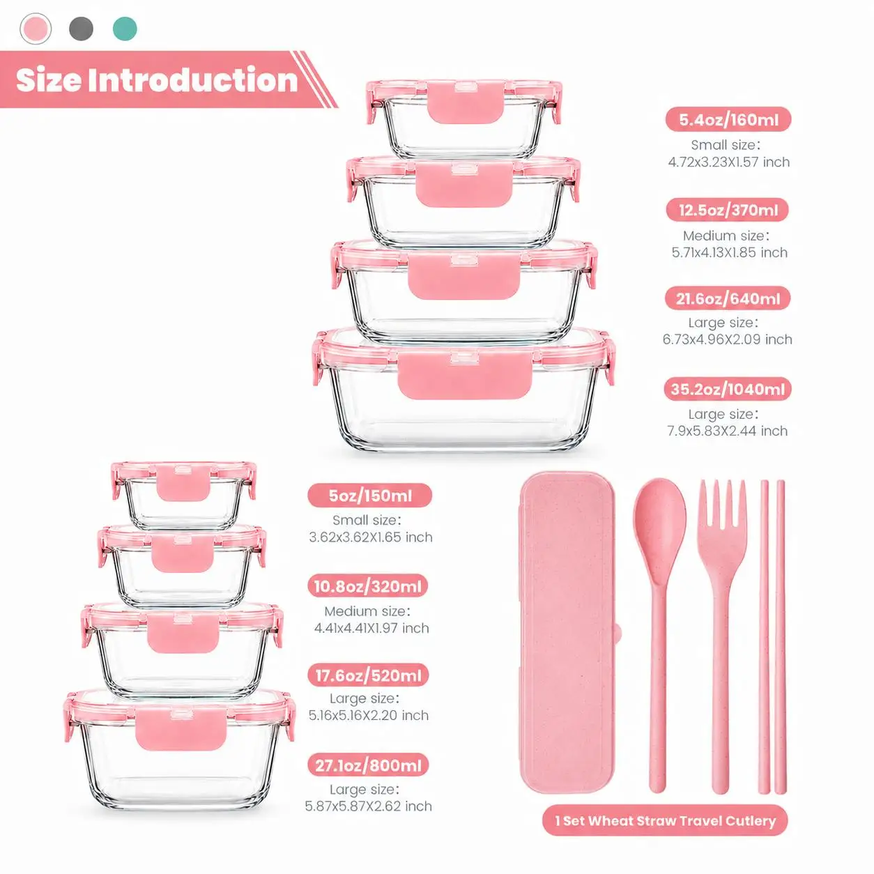 8/12Pcs Stackable Borosilicate - огляд і ціна Meal Prep Kit