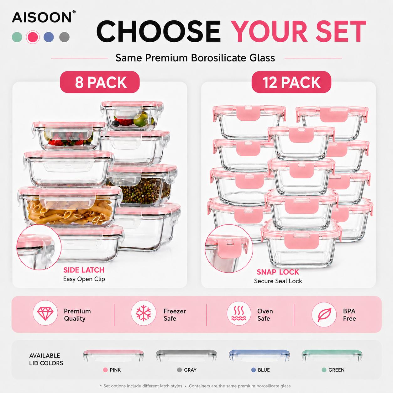 8/12Pcs Stackable Borosilicate - огляд і ціна Meal Prep Kit