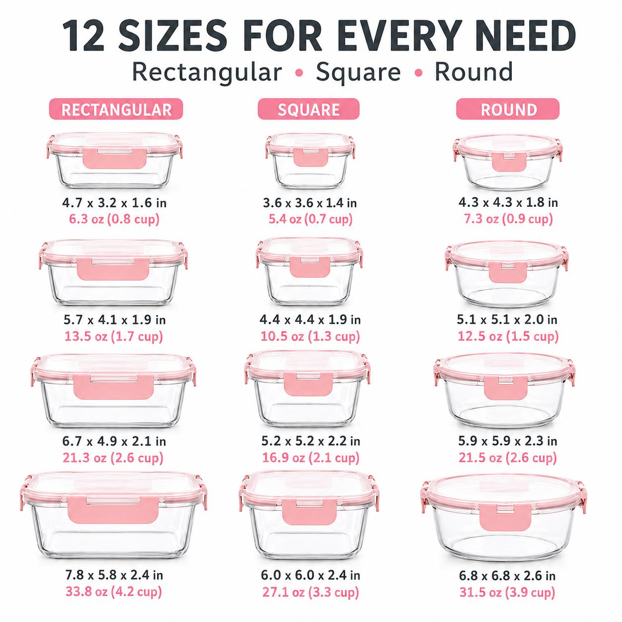 8/12Pcs Stackable Borosilicate - огляд і ціна Meal Prep Kit